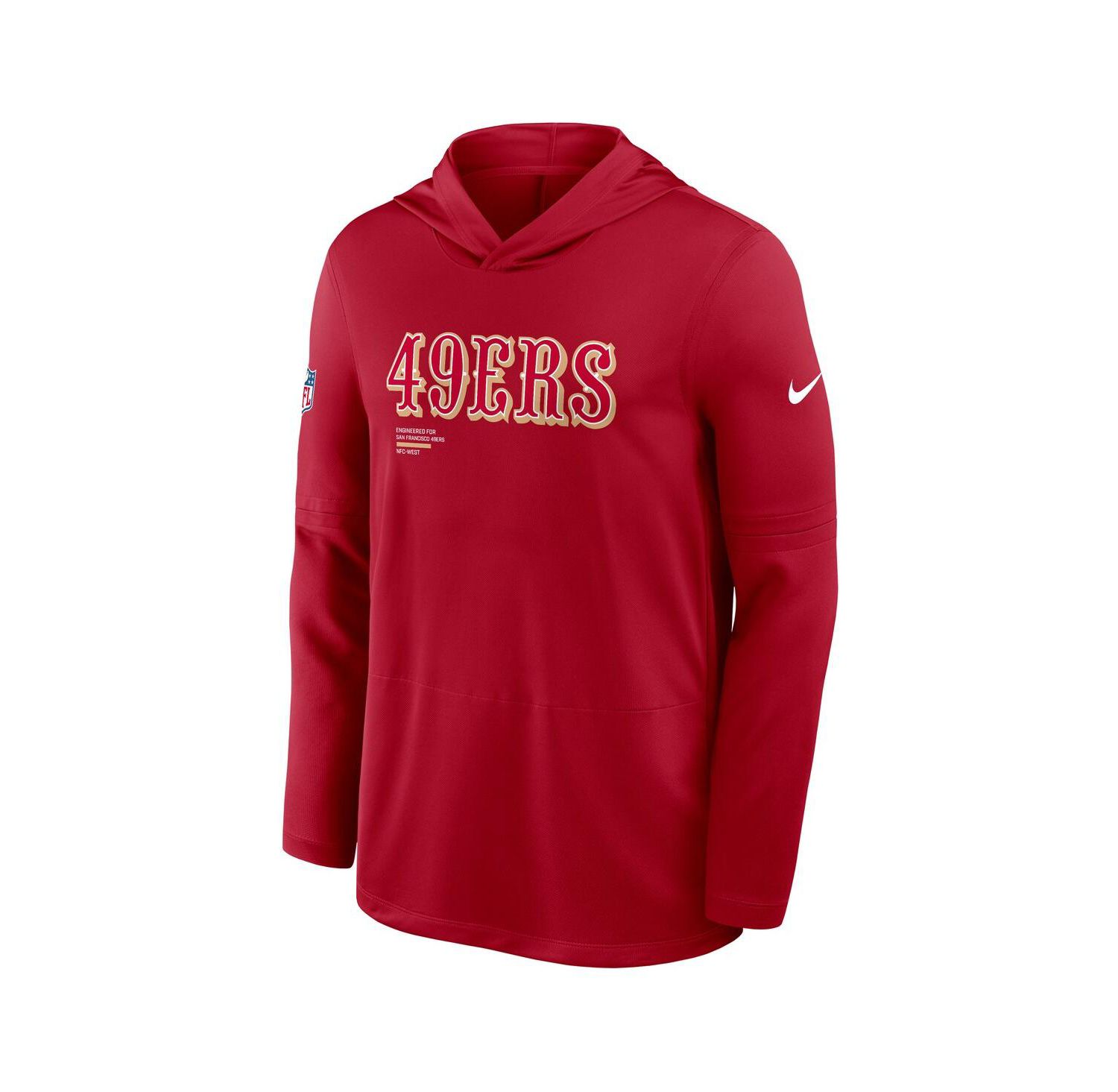 Men's Scarlet San Francisco 49ers Sideline Pure Fury Performance Long Sleeve Hoodie T-Shirt