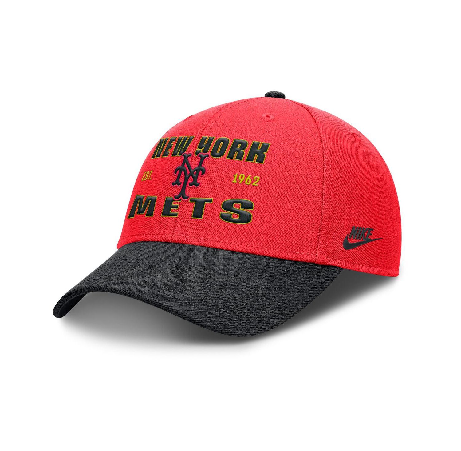Men's Crimson/Black New York Mets Neon 90s Rise Adjustable Hat
