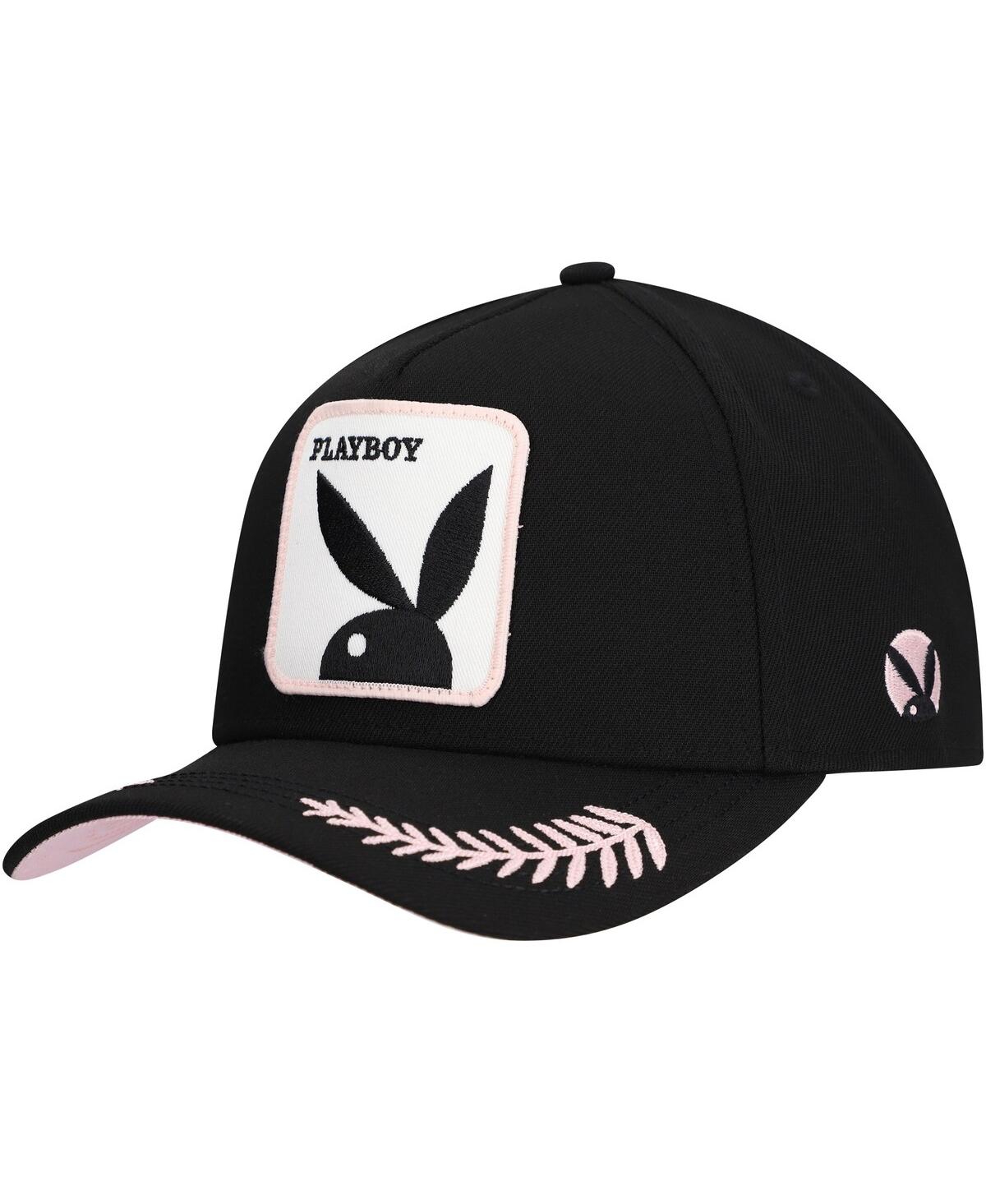 Men's Black Playboy Logo A-Frame Adjustable Hat - Black