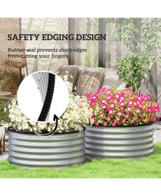 Raised Garden Beds, Set of 2 Galvanized Planter Boxes, Φ3' x 1.4'