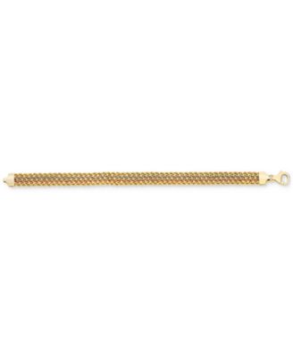 Four-Row Rope Link Chain Bracelet in 14k Tricolor Gold