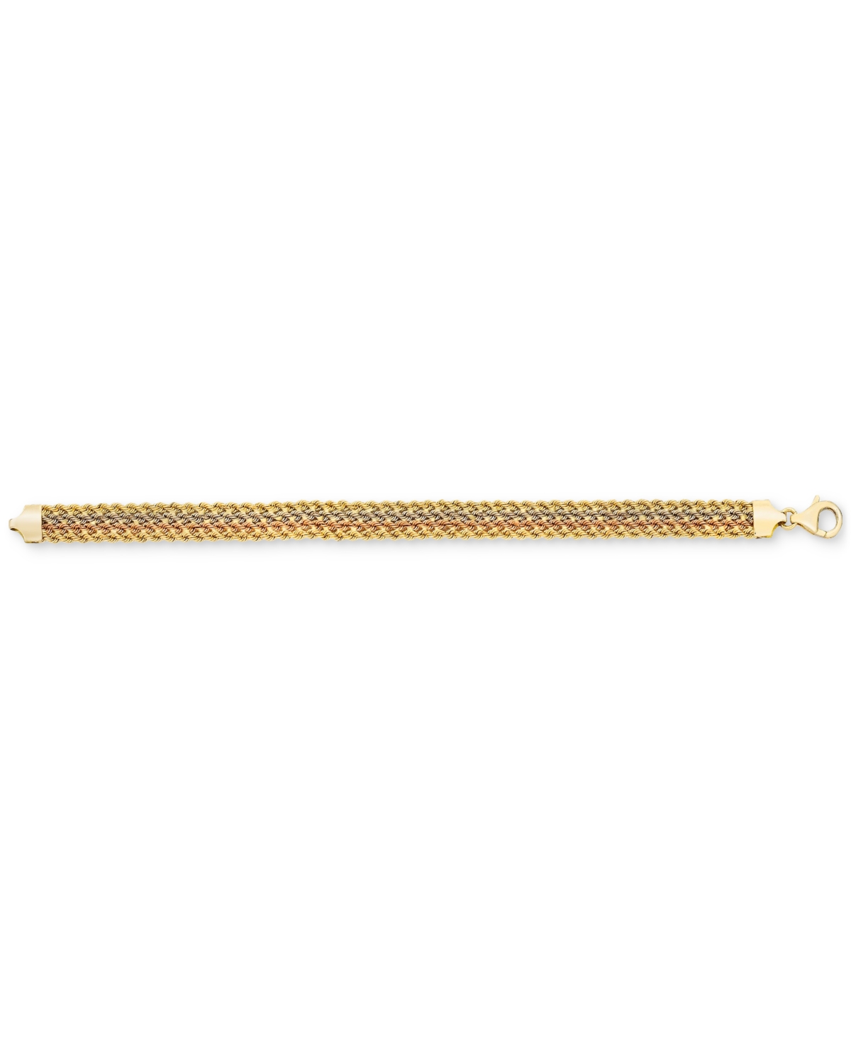 Macy's Four-row Rope Link Chain Bracelet In 14k Tricolor Gold In Multi