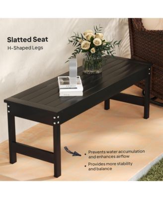 47" HDPE Outdoor Bench, Backless Slatted Garden Bench Seat,