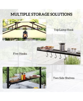 8' x 5' Grill Gazebo, 2-Tier Outdoor BBQ Gazebo, Dark