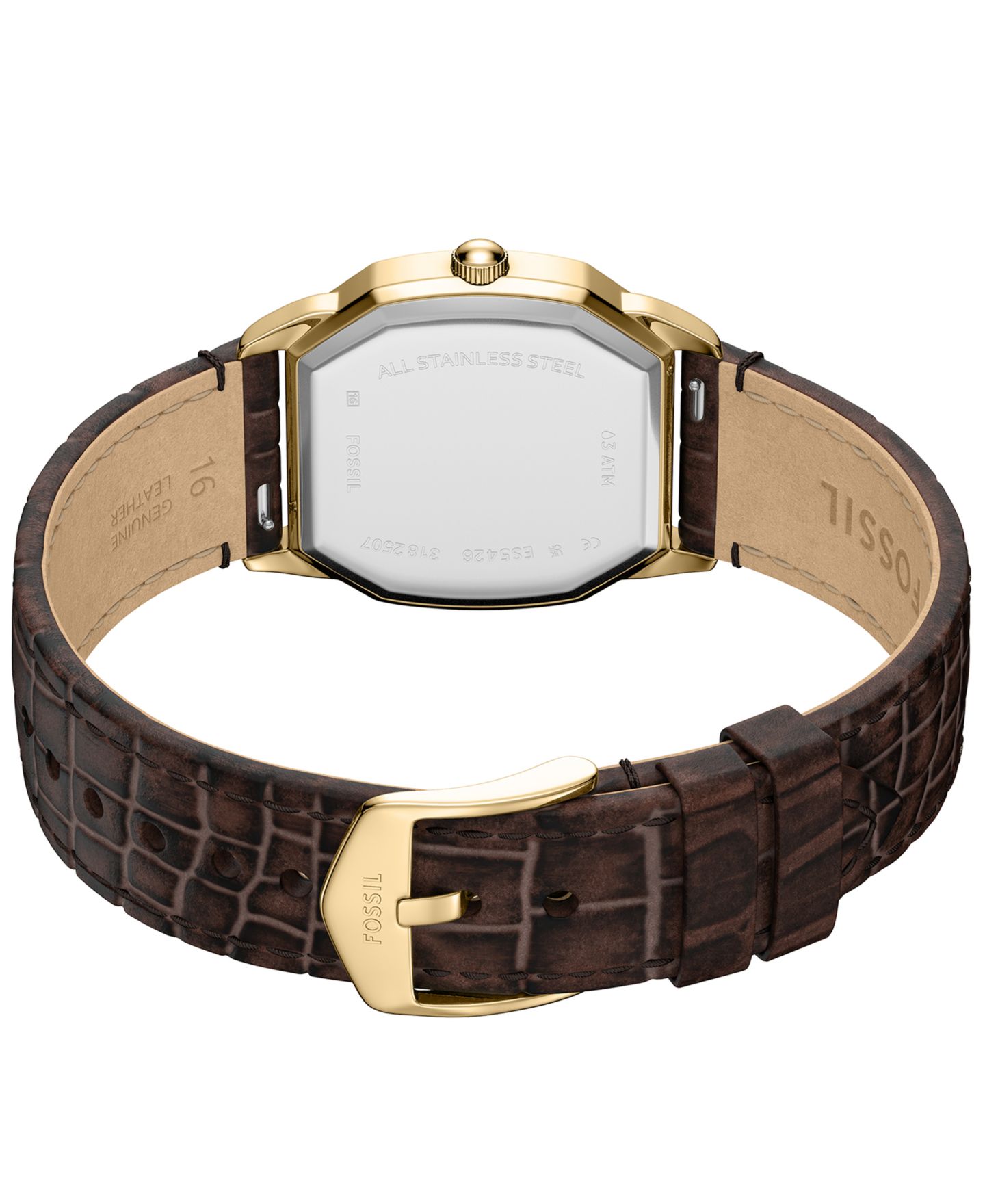 Женские часы Fossil Harlow Three-Hand Brown Croco Leather Watch, 27mm — фото 7