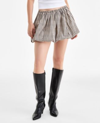 Women's Windowpane Plaid Bubble Mini Skirt, Macy's Exclusive
