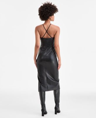 Women's Faux-Leather Midi Dress, Macy's Exclusive