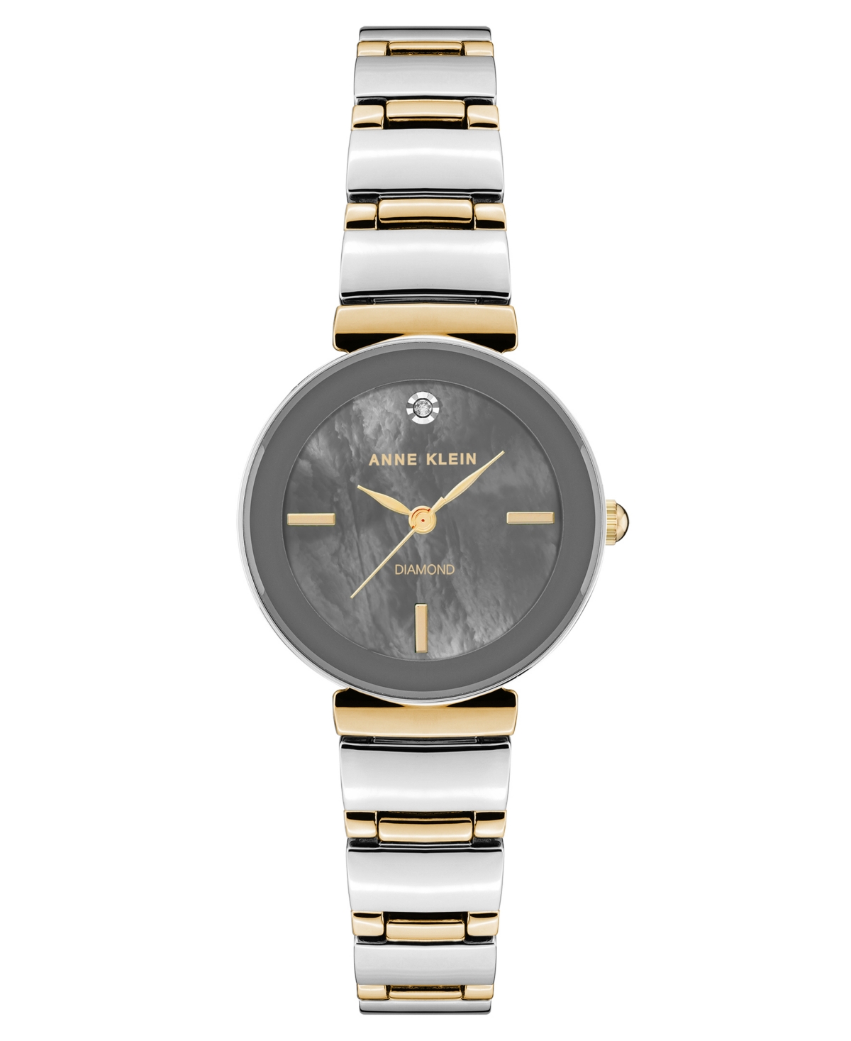 Anne Klein Women's Quartz Classic Gray And Two-tone Diamond Accented Bracelet Watch, 28mm In Gray
