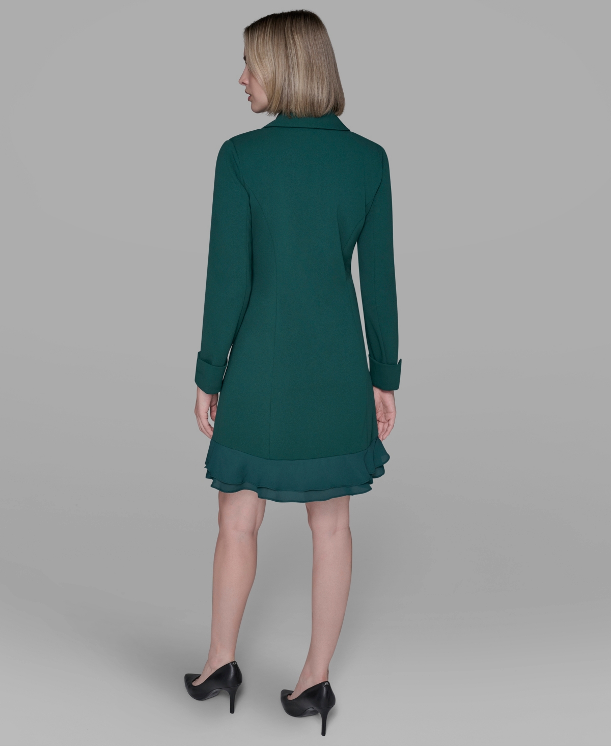 Karl Lagerfeld Women's Chiffon-hem Blazer Dress In Green
