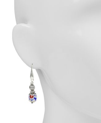 Beaded Wire Drop Earrings