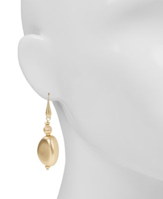 Oval Drop Wire Earrings