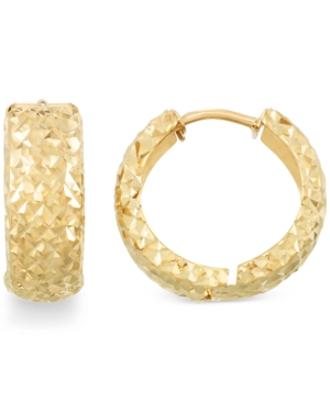 image of Textured Huggie Hoop Earrings in 14k Gold