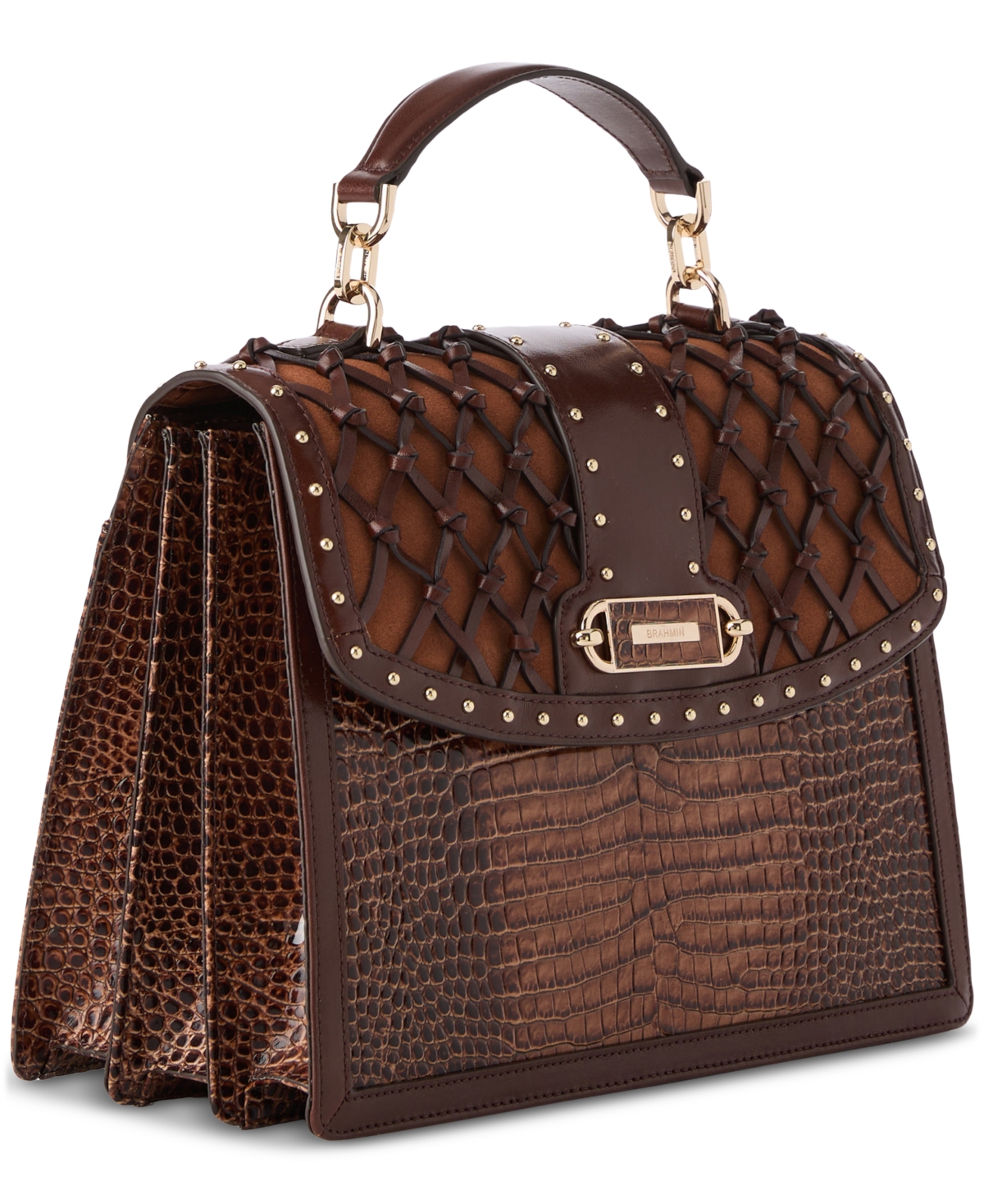 Brahmin Hallie Leather Satchel In Brown
