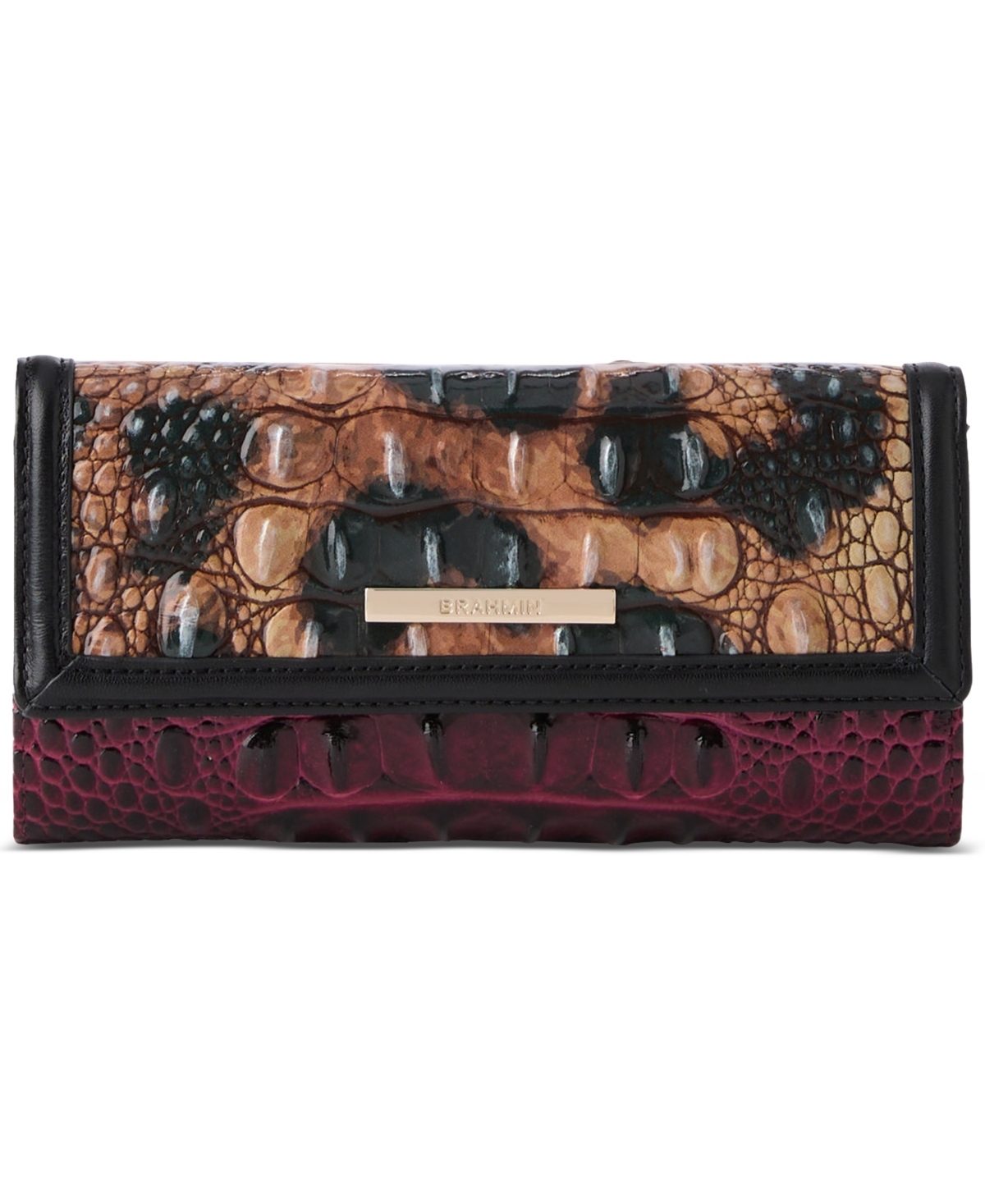 Brahmin Cordelia Croc Embossed Leather Trifold Wallet In Brown