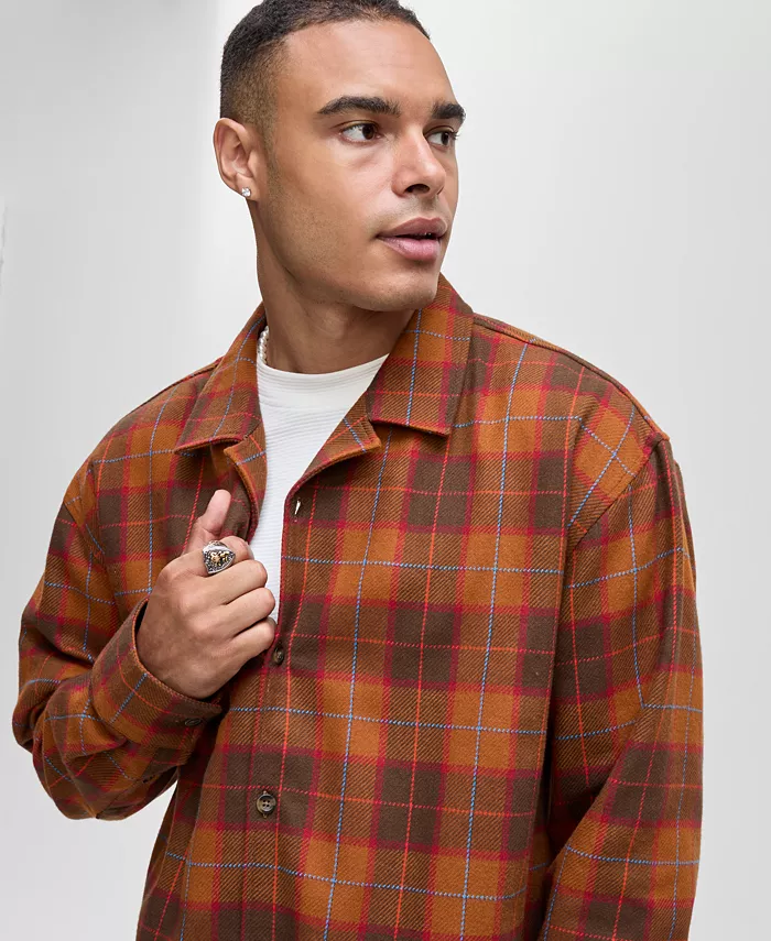 Men's Relaxed-Fit Camp-Collar Plaid Flannel Shirt - thumbnail 8