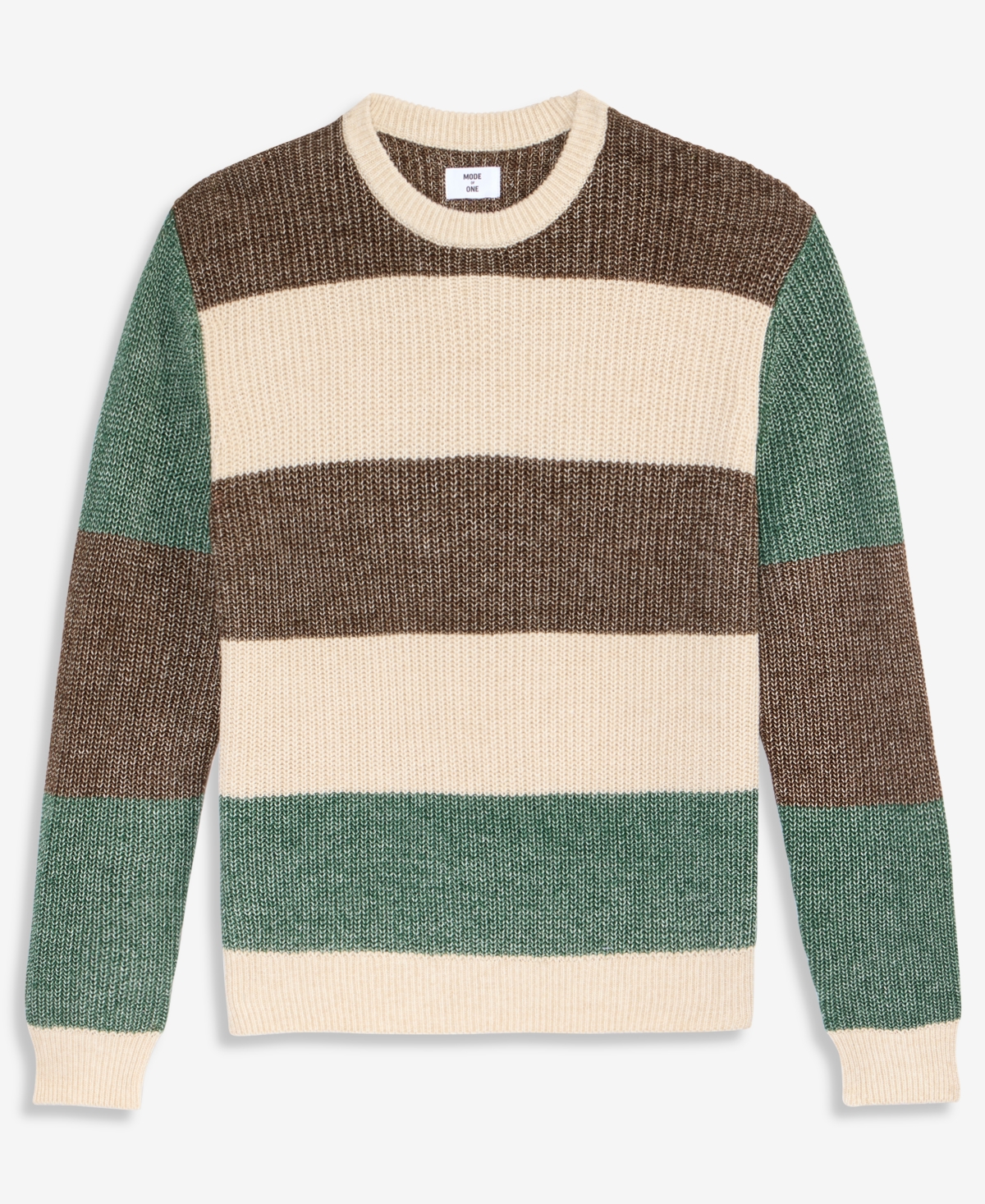 Mode of One Men's Relaxed-Fit Striped Crewneck Sweater, Macy's Exclusive