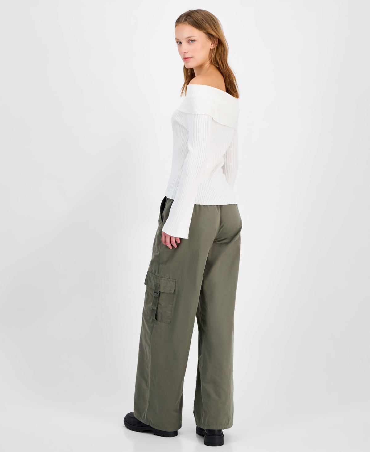Celebrity Pink Juniors' Drawstring Cargo Utility Pants In Gray