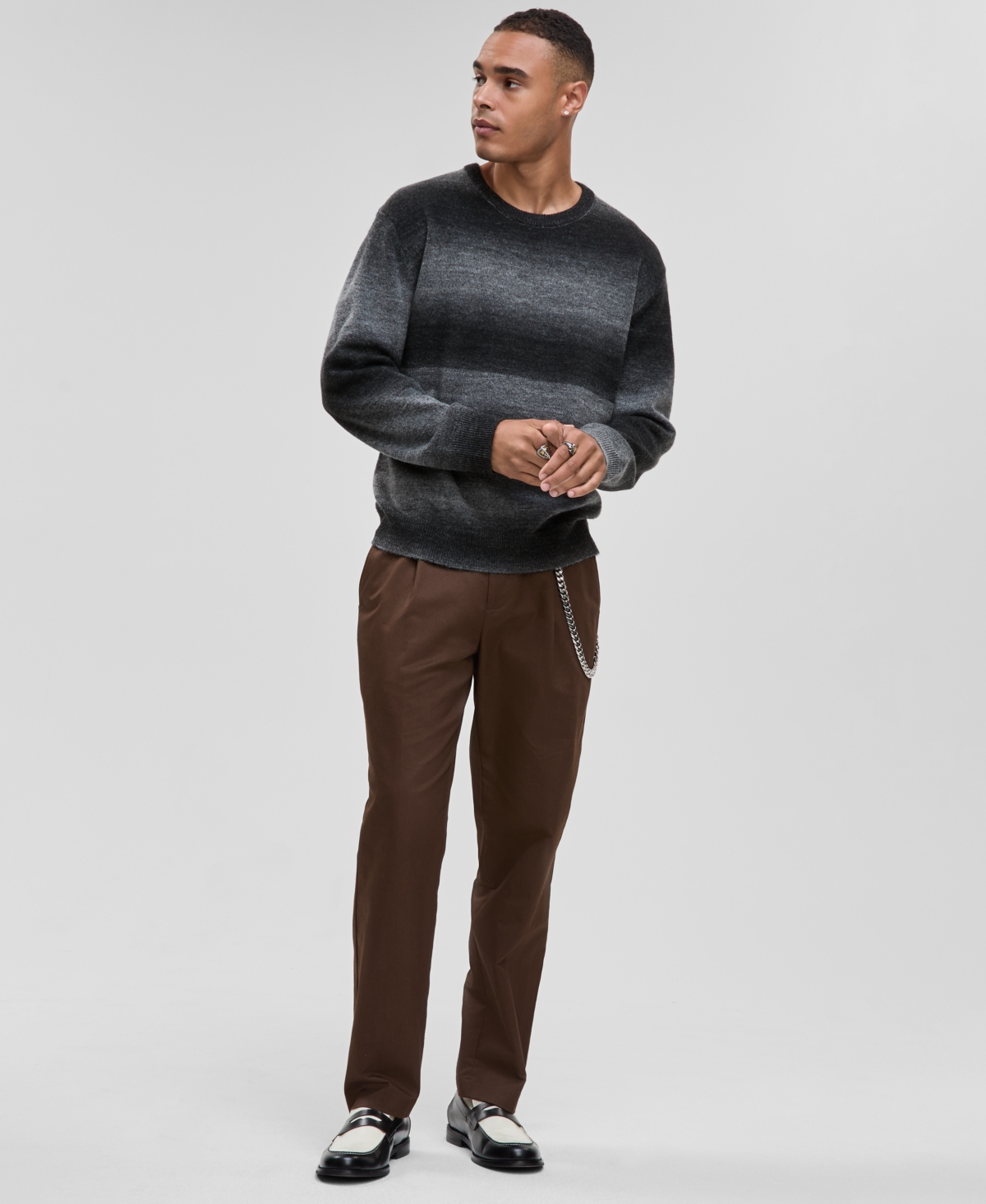 Mode Of One Men's Relaxed-fit Ombre Crewneck Sweater, Macy's Exclusive In Black