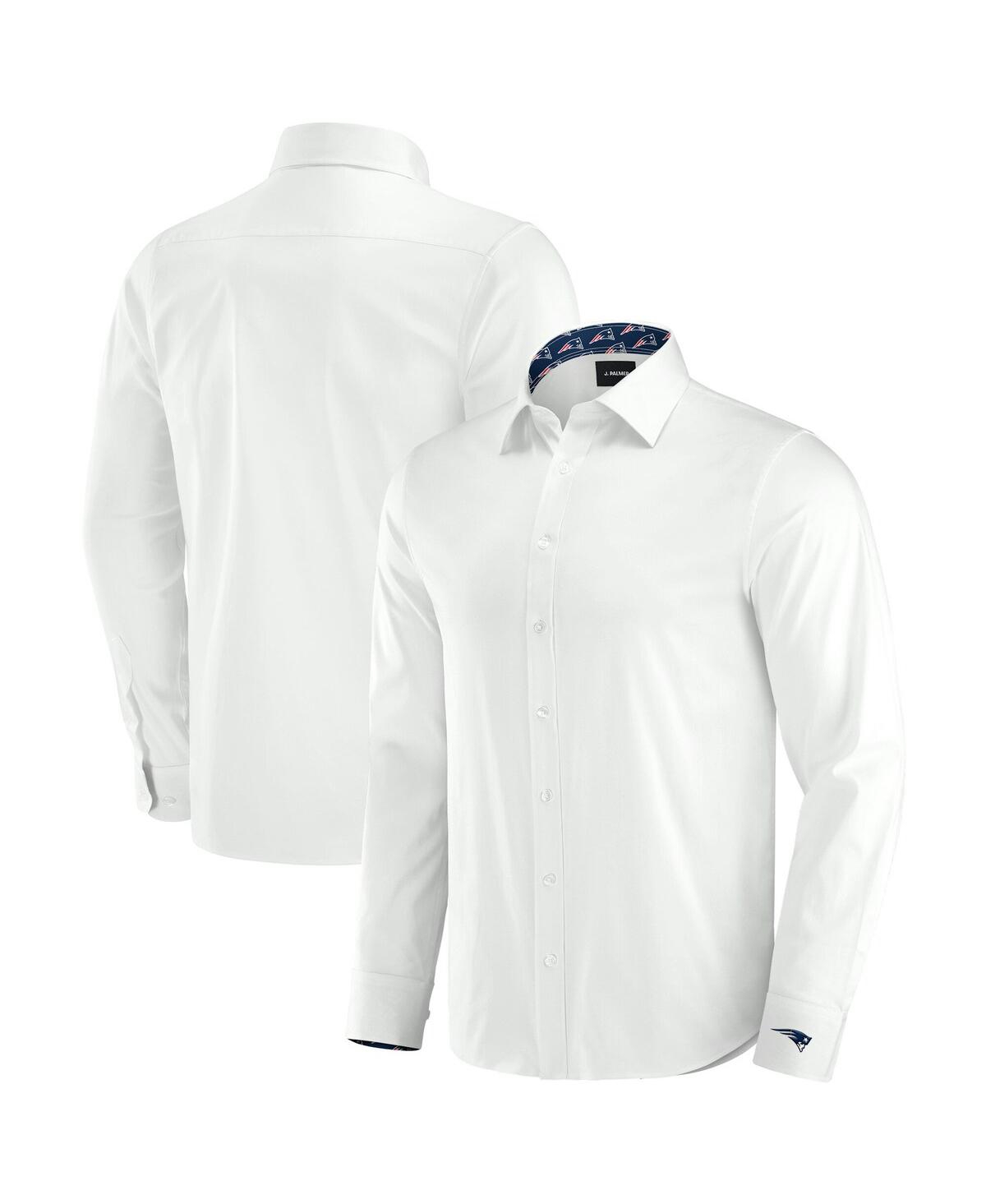 Men's White New England Patriots Man-In-Motion Long Sleeve Button-Up Dress Shirt - White
