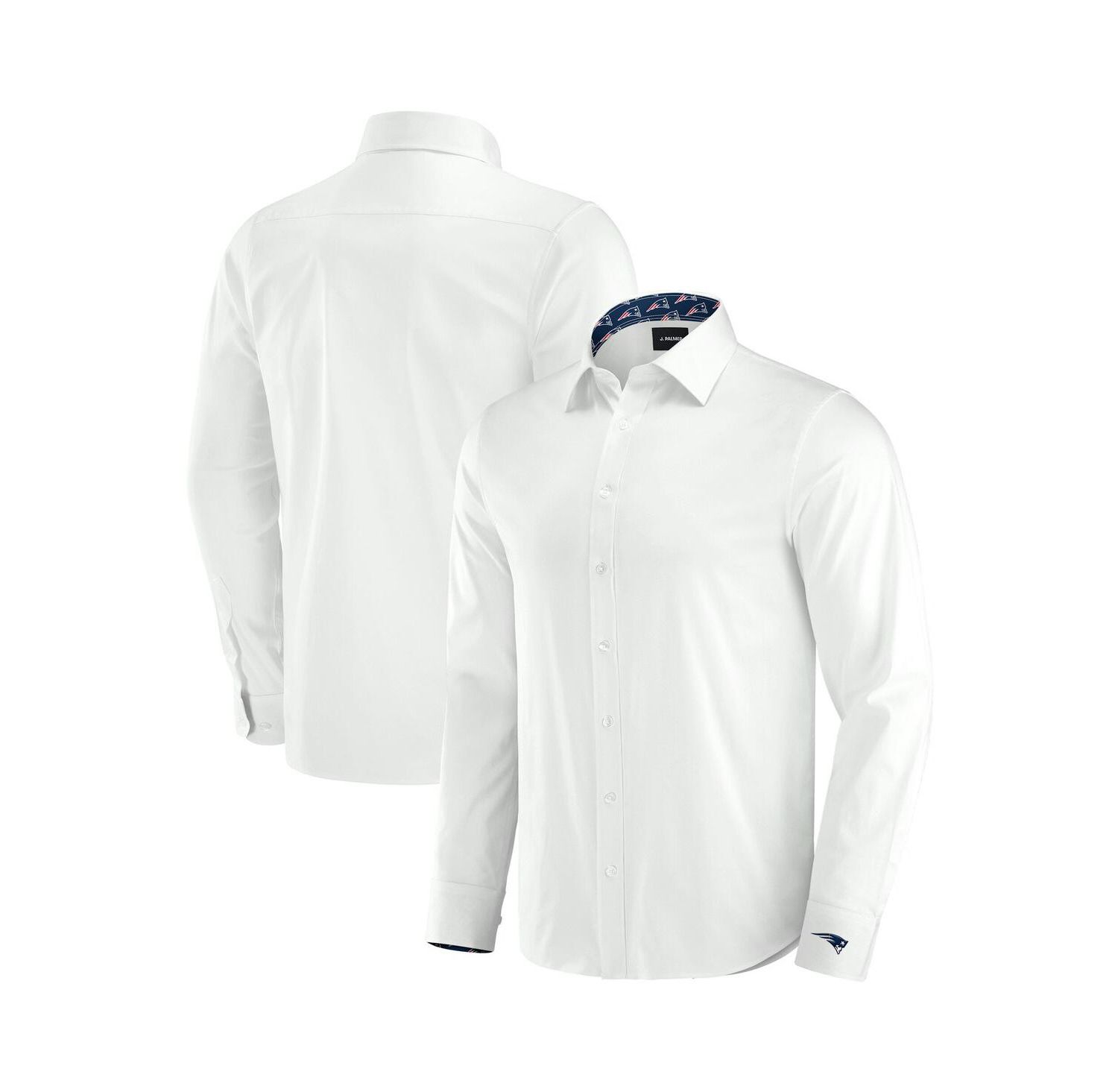 Men's White New England Patriots Man-In-Motion Long Sleeve Button-Up Dress Shirt