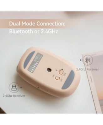 Wavy Chips Dual-Mode Wireless Mouse, 5 Adjustable DPI Levels, 50-Day Battery Life, Milk Tea Color, for Windows, MacOS, iOS, Android