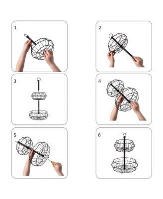 2 Tier Free Standing Countertop Fruit Basket for Kitchen | Detachable Carbon Steel Stable Fruit Storage Organizer for Breads, Snacks, and Vegetable, Black
