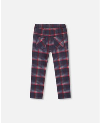 Big Girls Milano Treggings Red and Navy Plaid