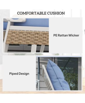 4pc Patio Furniture Set with Loveseat Sofa, Rocking Chairs, Blue