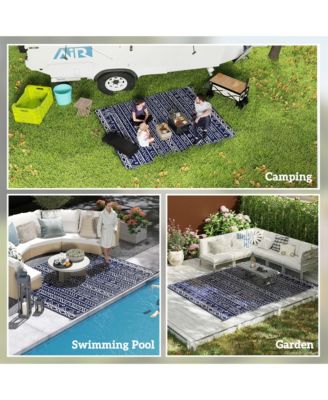 Outdoor Rug, 8' x 10' Plastic Straw, Geometric