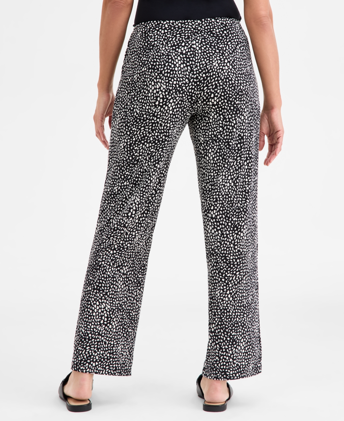Jm Collection Women's Printed Knit Pull-on Pants, Macy's Exclusive In Black
