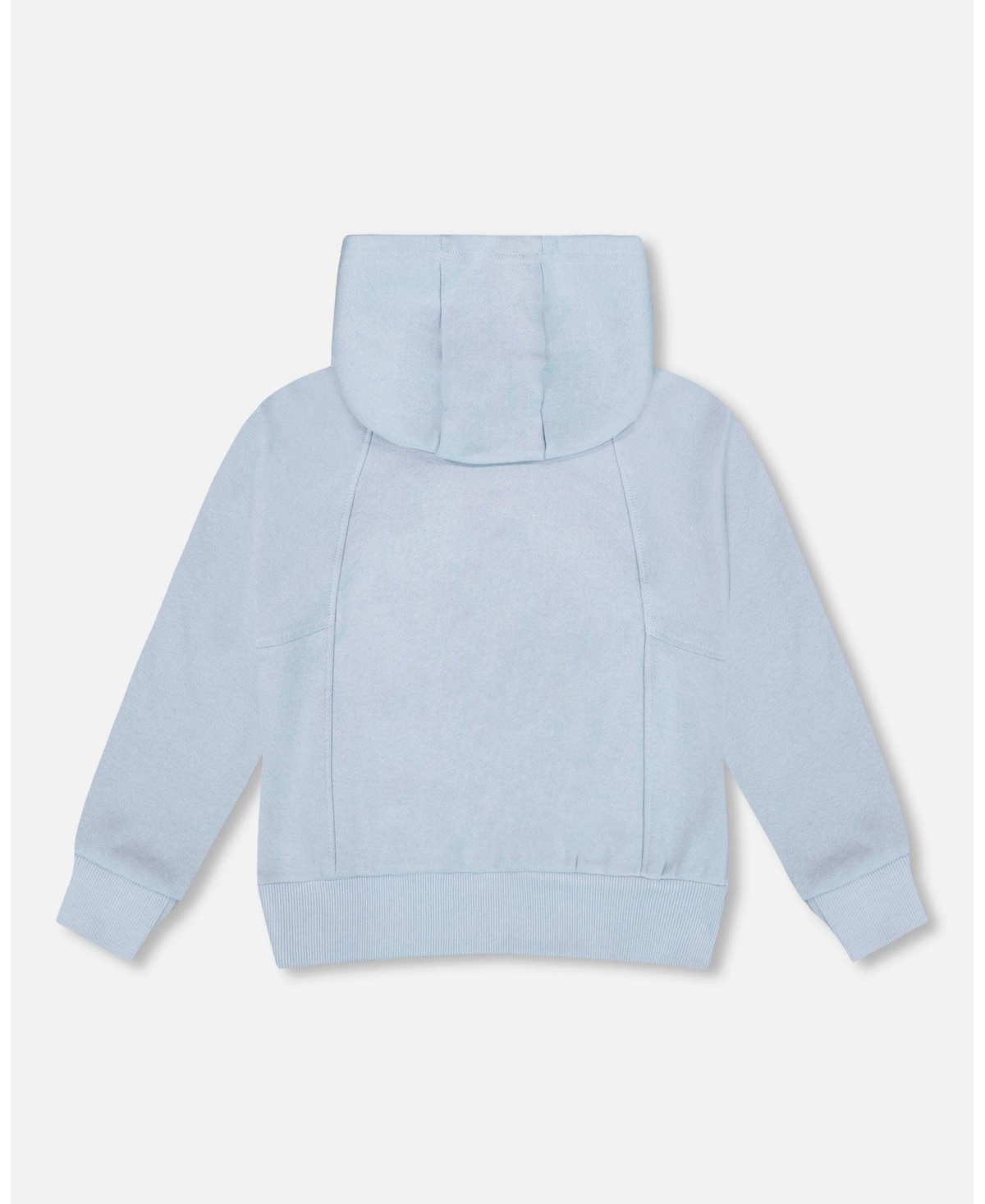 Deux par Boy Pullover Hooded Fleece Sweatshirt with Zip Pocket Light Blue