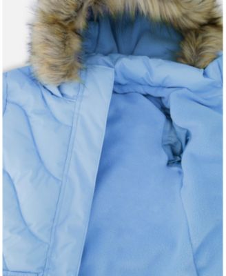 Girl Long Wavy Quilt Puffy Winter Coat Powder Blue - Toddler|Child