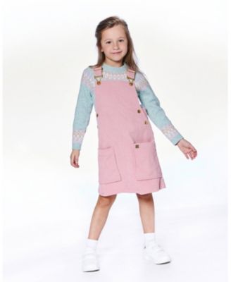 Girl Sweater with Norwegian Jacquard Turquoise Blue - Child