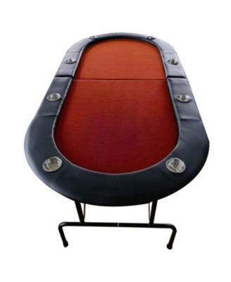 73" Foldable Poker Table with Cup Holders Red