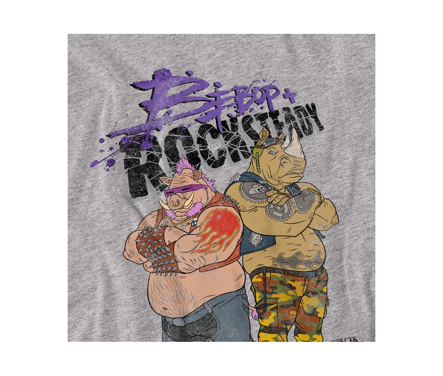 Мужская футболка Teenage Mutant Ninja Turtles Big & Tall Out Of The Shadows Bebop And Rocksteady Standing, цвет: Меланжевый — фото 2