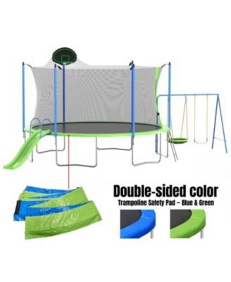 14FT Trampoline with Slide Swings Basketball Hoop & Net