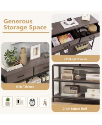 Console Table with Folding Fabric Drawers for Entryway