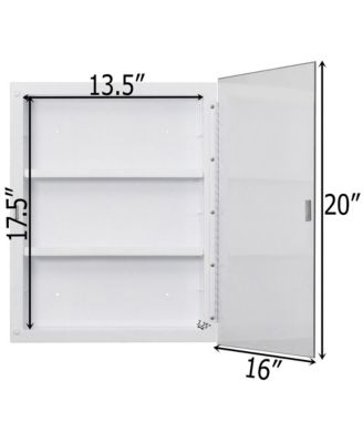 Single Door Multi-Purpose Plastic Bathroom Medicine Cabinet with Mirror, Surface or Recessed Mount, Vanity Cabinet with 2 Plastic Adjustable Shelves, White