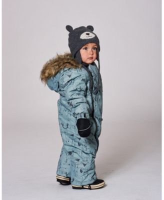 Baby Boy Lined Knit Hat with Ears Gray - Baby