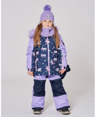 Girl Two-Piece Play Snowsuit with Printed Colorblocked Jacket Lavender - Toddler|Child
