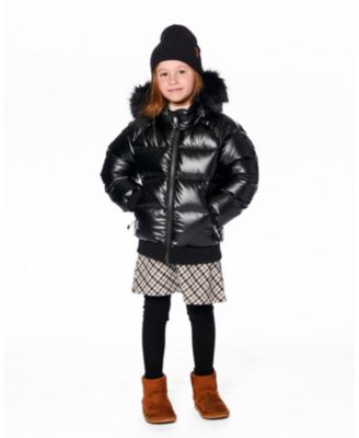 Boy Black Quilted Bomber-Style Winter Coat - Toddler|Child