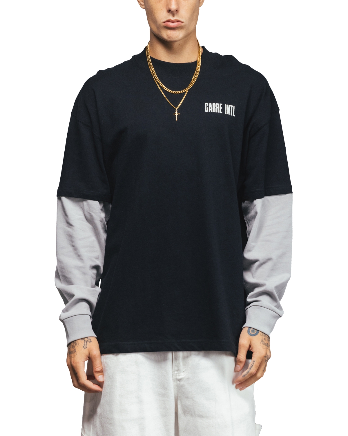 Men's Rear Vision Long Sleeve T-Shirt - Black/white