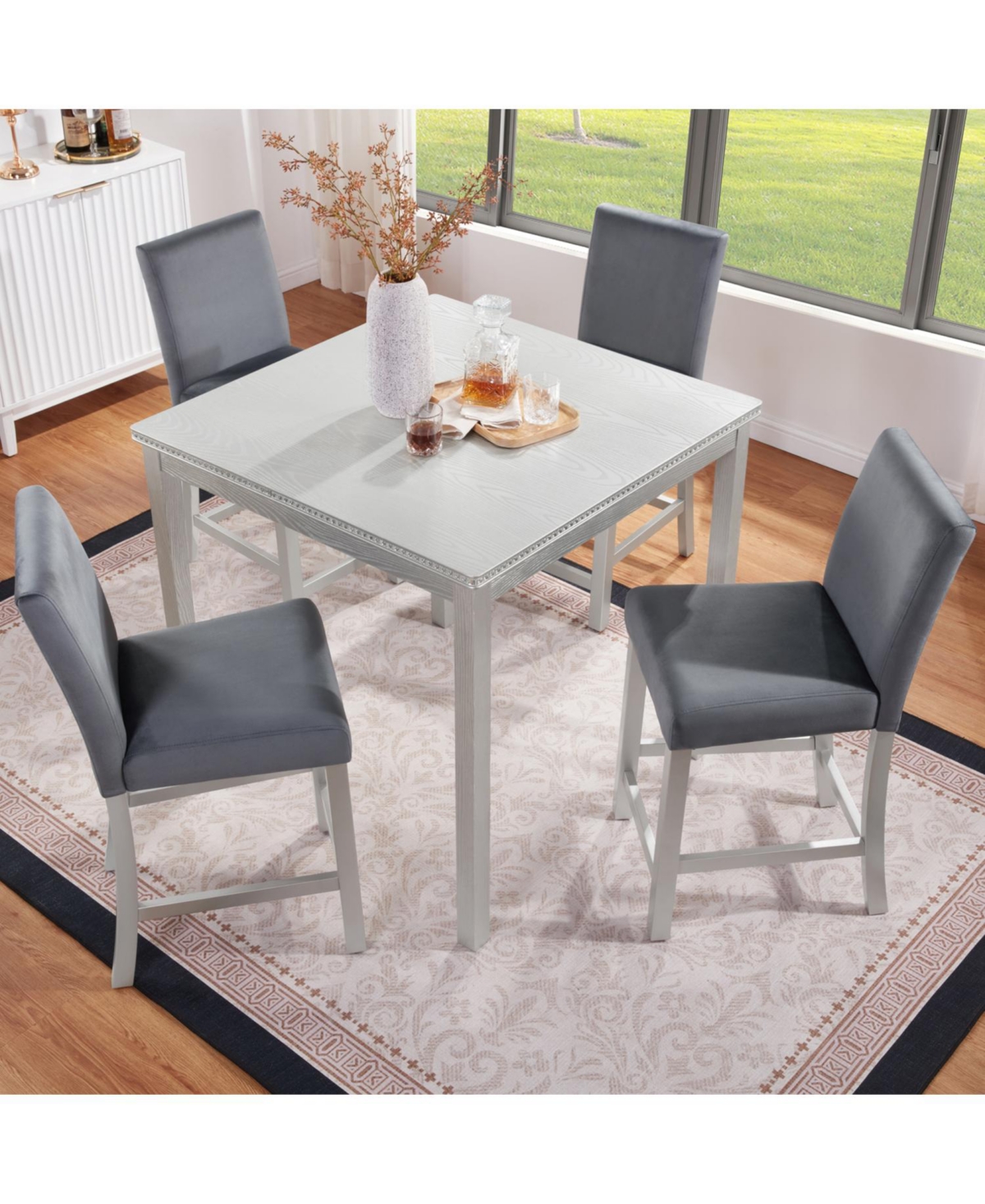 Streamdale Furniture Counter Height Dining Set - Silver Grey