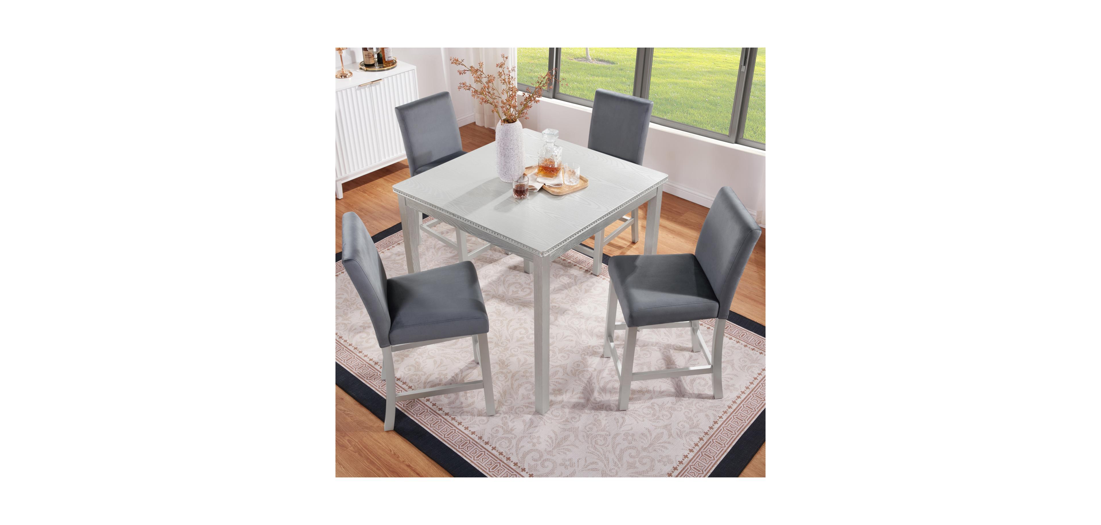 Streamdale Furniture Counter Height Dining Set - Silver Grey