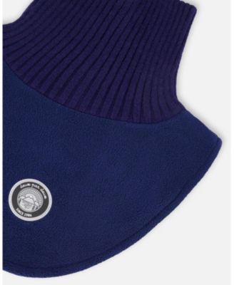 Kids Unisex Polar Fleece and Knit Neckwarmer Navy Blue - Toddler|Child