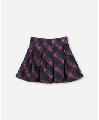 Girl Pleated Milano Skirt Red and Navy Plaid - Child