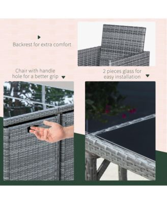 9pc Outdoor Wicker Dining Furniture Set, Table, 4 Seats, Mixed