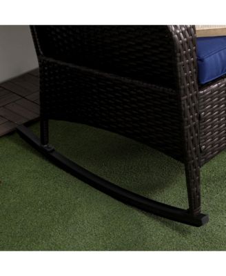 Wicker Rocking Chair, Outdoor Rocker w/ Cushions, Dark