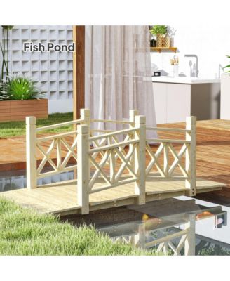 5 ft. Wood Garden Bridge with Safety Handrails Backyard Bridge,