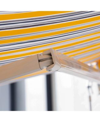 8' x 6.6' Patio Retractable Awning, Manual Sun Shade, Mixed